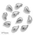 Set mit 10 glatten 8x5mm Edelstahltropfen-Perlen für die DIY-Schmuckherstellung geeignet - Wassertropfen / Stahlfarben