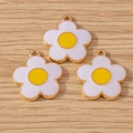 Ciondoli a forma di margherita bianca con base dorata per collane e bracciali fai-da-te - Bianco