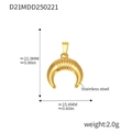 Golden crescent horn pendant in stainless steel with detailed dimensions and dimensions - Horn Shape Pendant (D21) / Gold