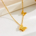 Elegant gold butterfly necklace with matte and polished dual pendant design - X1222 Butterfly Necklace Gold