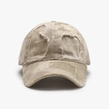 Vintage washed khaki baseball cap with distressed rip details and frayed edges - Adjustable / Khaki (25A280)