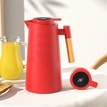 Red 1L Nordic vacuum flask with wood handle and digital temperature display showing 28°C - Smart Temp Display / 062 Red