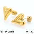 18K gold plated heart stud earrings in shiny finish, dimensions 14x12mm, weight 5g - Gold