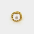 Chic 18K gold plated stainless steel square pearl ring with twisted rope frame design - Gold Square Pearl / US 7