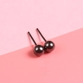 Minimalist S925 sterling silver ball stud earrings in polished black metallic finish - 925 Silver / 5MM Round Ball (Gun Black)