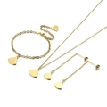 Conjunto de joyas doradas en forma de abanico de acero inoxidable collar pulsera pendientes - Dorado (KS140228-Z)