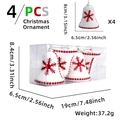 Set de 4 campanas navideñas blancas con purpurina, lentejuelas rojas de copos y cristales - 4 Piezas/Caja / Campana de Copo de Neve Rojo