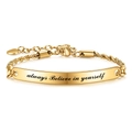 Gold braided chain bracelet with Always Believe in Yourself engraved metal bar - Gold