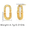 Gold-plated double hoop earrings with zircons measuring 2.3cm height and 1.3cm width - KE0349 / Gold Twisted Texture Oval