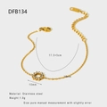 18K gold plated stainless steel bracelet with a sparkling zircon encrusted circle charm - DFB134 (Hollow Circle)