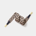 Navy and beige chevron pattern wide woven replacement shoulder strap with gold metal hooks - 5cm x 70cm / Blue Gold Buckle