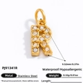18K gold plated stainless steel letter R pendant with sparkling zircon crystals - Letter R