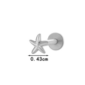 Silver starfish G23 titanium labret piercing stud with 0.43cm detailed design - Silver Starfish Style (T2524-2#银)