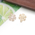 Golden alloy snowflake pendants with white enamel for DIY Christmas jewelry making - 1Pc Enamel Christmas Snowflake Charm - 18x22mm