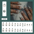 Unghie finte a mandorla con stelle verde scuro e strass in set completo da 24 pezzi - Z708 Stella Verde Militare (Tipo di Colla)