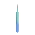 Precision blackhead extractor tweezers with ultra-fine tip in blue-green gradient finish - Gradient Straight Tweezer