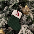 Chaussette de Noël en tricot vert avec lettre A rouge et mini bonnet de Noël - Vert/Lettre A
