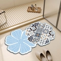 Set di due tappetini da bagno assorbenti con fiori blu e motivi vintage marocchini - 40*60cm Pelle Assorbente / D-Fiore Blu e Mosaico Vintage