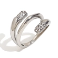 Spiral multi-layer silver ring with pave-set white crystals in a minimalist design - US 6 / Steel