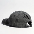 Dark grey washed ponytail baseball cap for women with adjustable back opening - Adjustable / Black