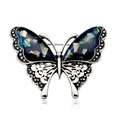 Elegant butterfly brooch with iridescent abalone shell wings and silver filigree metal - Silver Frame Iridescent Shell (C087-A)