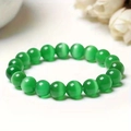Vibrant green cat eye stone beaded bracelet with glossy finish and cat eye effect - 10mm Green