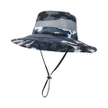 Outdoor camouflage sun hat in blue and grey with breathable mesh and adjustable chin strap - Blue Camo