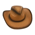 Cappello da cowboy in paglia marrone sfumato con fori di ventilazione per la protezione solare - Taglia unica / Cachi (3)