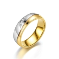 Minimalist gold and silver two-tone titanium ring with sparkling diamond accents - US 5 / With Zirconia (Two-Tone)