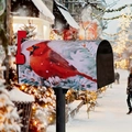 Briefkastenabdeckung mit rotem Kardinalvogel auf schneebedeckten Tannenzweigen - Kardinalvogel (Stil C)