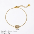 Elegant 18K gold-plated stainless steel bracelet with sunflower zircon charm and lobster clasp - Sunflower Style White Stone (HF-S4174-WT)