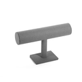 Single-tier grey linen velvet T-bar stand for displaying bracelets and watches - Single Tier / Grey Linen