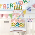 Three-layer birthday cake foil balloon with candle and stand, 89x48cm party decoration - Y0061 Standing Cake 89x48cm