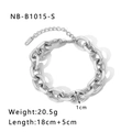Silver stainless steel thick chain bracelet with OT buckle, 1cm width hip-hop style - O-Shape Intertwined Link Bracelet (NB-B1015-S) / Silver