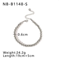 Silver stainless steel bead bracelet with lobster clasp and adjustable extension chain - 0.6cm Bracelet (19+5cm) / Silver