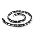 Collier hip hop en acier inoxydable avec des maillons argentés et noirs alternés - 63cm / Noir Mixte (KN90249-KFC)