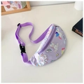 Kids light purple waist bag featuring colorful unicorn and rainbow prints - Purple Unicorn