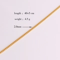 Detail of 2.0mm gold-plated copper chain, 40+5 cm length, 4.5g weight specification - Style 4 (2.0mm Curb Chain)