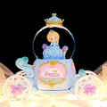 Blue carriage crystal ball music box with princess figure and glowing LED light - MK Medium 80 Snowfall + Color Light / 2072 Blue