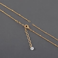 Minimalist 18k gold plated beaded chain necklace with lobster clasp and crystal charm - Gold Shiny Bead Chain
