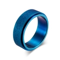 Blue frosted stainless steel spinner ring for anxiety relief with dual-layer structure - Size 6 / Blue