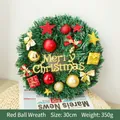 Traditioneller 30cm Weihnachtskranz mit roten Kugeln, Goldsternen und Merry Christmas Logo - 30cm / Basisstil / Rot