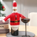 Knitted Santa-style wine bottle cover with mini hat and belt detail for Christmas decor - Red Belt Santa Claus Style