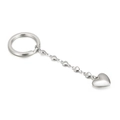 Polished silver stainless steel keychain featuring a ring with hanging heart charms - Heart Plate Pendant(KY1129-Z)