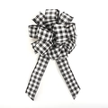 Lazo grande de Navidad a cuadros blancos y negros con cintas colgantes decorativas - Cuadros Negros y Blancos