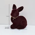 Dark brown flocked Easter rabbit ornament with twine bow, size 18.5cm by 15cm - Brown (Height 18cm)