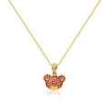 Chic hip-hop gold necklace featuring a sparkling 3D bear pendant set with red zircons - 18K Gold / Rose Red Little Bear
