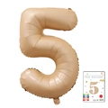 40-inch slim number 5 balloon in matte cream nude foil with retail card packaging - 40-inch Caramel-colored 5-strap Cardboard Box