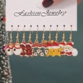 Christmas earrings set with snowman and Santa Claus charms on display card - Style 32 (6 Pairs Set)