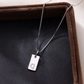 S925 silver necklace featuring a rectangular pendant with the letter Q on a box chain - Letter Q / Silver